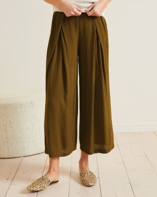 Buy Ecupper Womens Casual Loose Elastic Waist Cotton Trouser Cropped Wide  Leg Pants Online at desertcartSeychelles