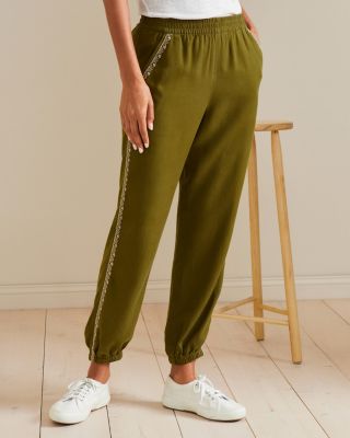 Grana Review Linen Joggers and Silk V-neck Cropped Tee — Fairly