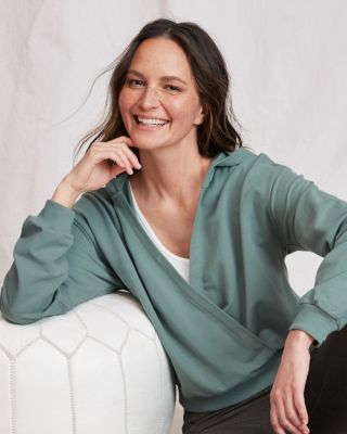 Wrap-Front French Terry Sweatshirt | Garnet Hill