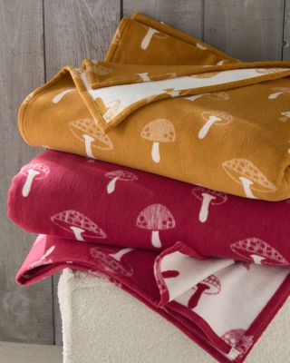 Mushrooms Organic Cotton Fleece Blanket and Throw