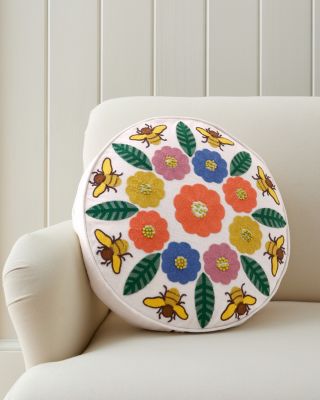 Floral embroidered outlet pillow