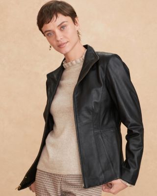 Cole Haan Women's Seamed Leather Jacket