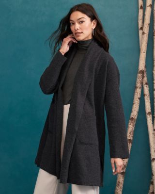 EILEEN FISHER Lightweight Boiled Wool Coat