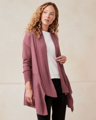 Women's Open Front Cardigan with Ribbed Placket