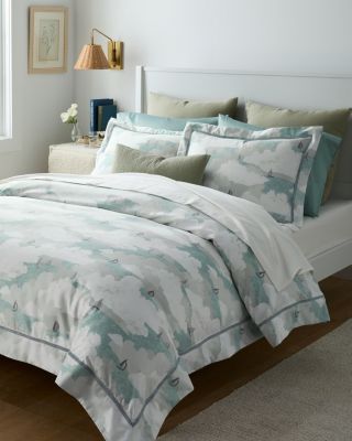 At Sea Embroidered Wrinkle Resistant Sateen Duvet Cover Garnet Hill