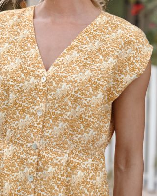 Linen Pleat-Detail Midi Dress | Garnet Hill
