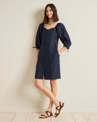 Linen Tie-Sleeve Dress | Garnet Hill