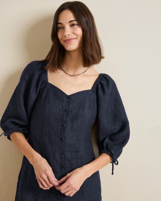 Linen Tie-Sleeve Dress | Garnet Hill