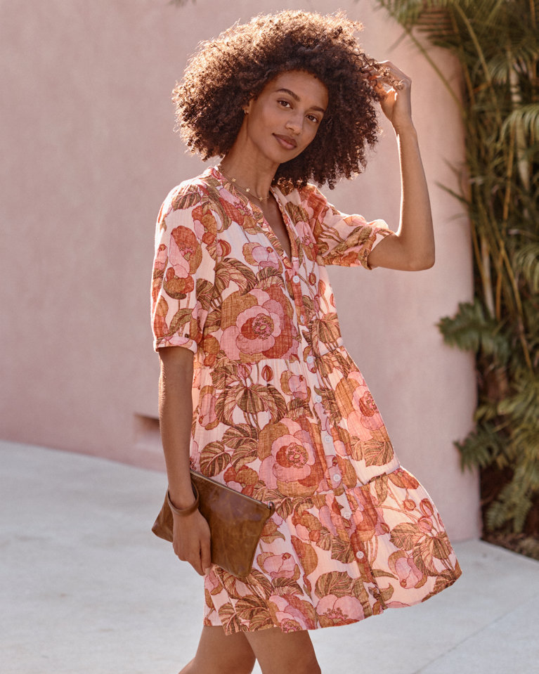 Organic-Cotton Tiered Shirtdress | Garnet Hill Organic-Cotton Tiered Shirtdress | Garnet Hill