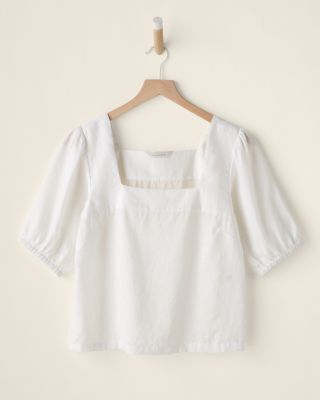 Linen Square-Neck Top