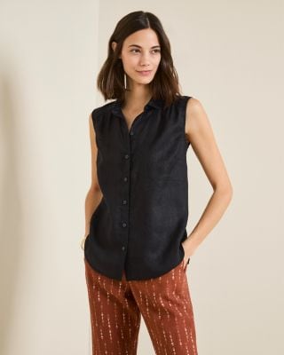 Linen Button-Down Tank | Garnet Hill