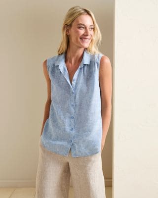 Linen Button-Down Tank | Garnet Hill