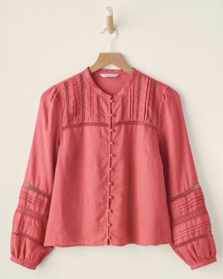 Linen Lace-Inset Blouse | Garnet Hill