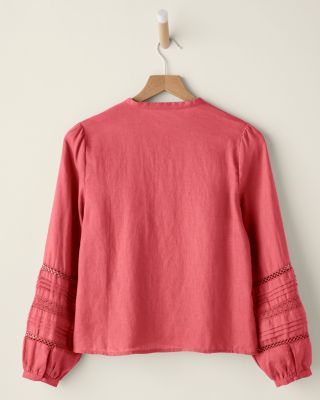 Linen Lace-Inset Blouse | Garnet Hill
