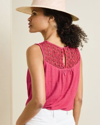 Organic-Linen Lace-Yoke Tank | Garnet Hill