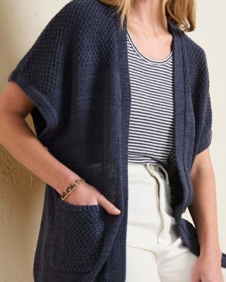 Linen & Organic-Cotton Texture-Stitch Cardigan | Garnet Hill