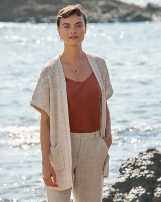 Linen & Organic-Cotton Texture-Stitch Cardigan | Garnet Hill