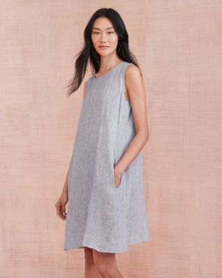 EILEEN FISHER Textured Organic-Linen Sleeveless Dress