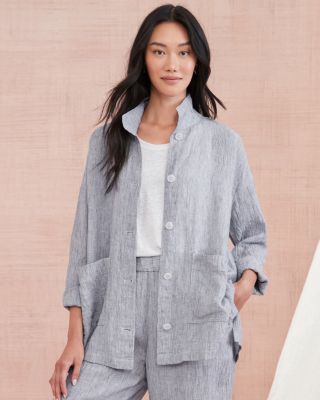 Eileen fisher clearance stand collar jacket