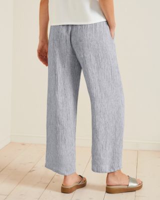 EILEEN FISHER Textured Organic-Linen Wide-Leg Ankle Pants