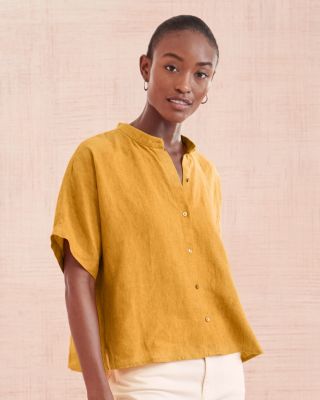 LINEN SHORT SLEEVE BUTTON UP SHIRT