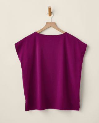 EILEEN FISHER Organic-Cotton Jersey Ballet-Neck Boxy Top