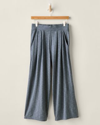 Oasis Knit Pleated Cropped Pajama Pants M 8 10 Vintage Indigo