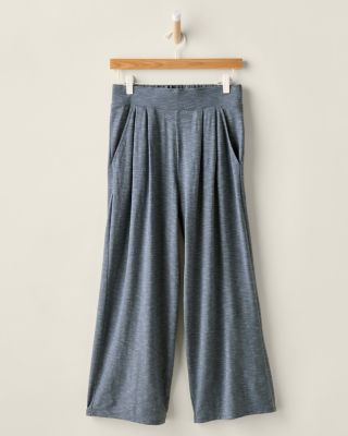 Oasis Knit Pleated Cropped Pajama Pants | Garnet Hill