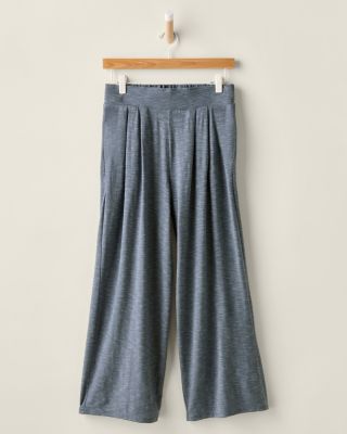 Oasis Knit Pleated Cropped Pajama Pants | Garnet Hill