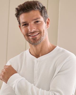 Men's Waffle Henley Pullover | Garnet Hill