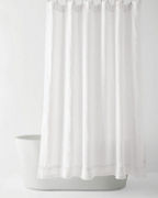 Embellished-Trim Relaxed-Linen Crochet Shower Curtain