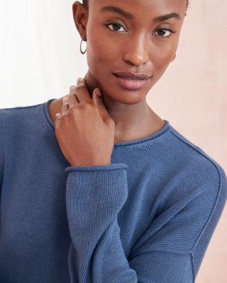 EILEEN FISHER Peruvian-Organic-Cotton Crewneck Boxy Sweater