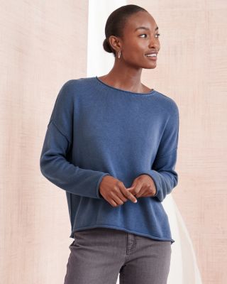 EILEEN FISHER Peruvian Organic Cotton Crewneck Boxy Sweater