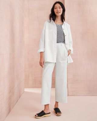 EILEEN FISHER Organic-Cotton & Hemp Stretch Wide-Leg Ankle Pants