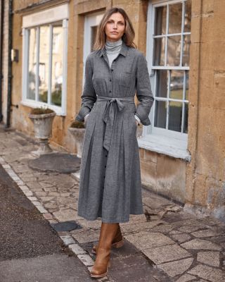 Organic-Cotton Flannel Midi Dress | Garnet Hill