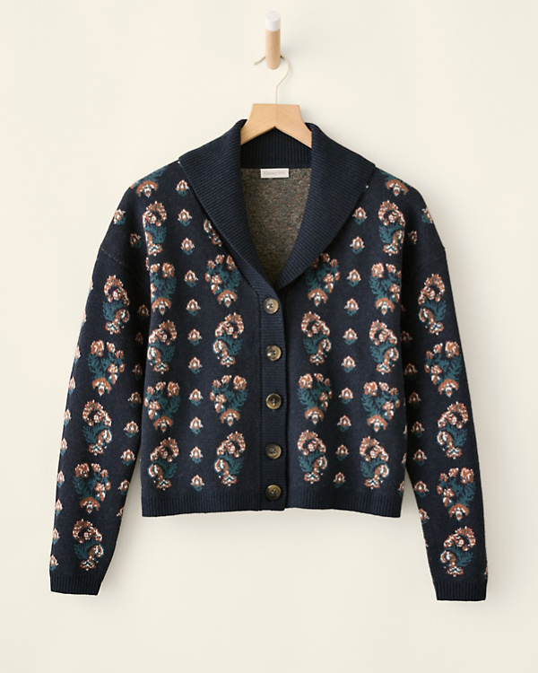 Merino & Organic-Cotton Floral Cardigan | Garnet Hill Merino & Organic-Cotton Floral Cardigan | Garnet Hill