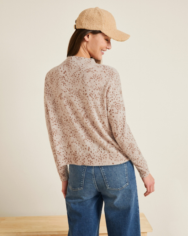 Printed Cashmere Mock-Neck Sweater | Garnet Hill Printed Cashmere Mock-Neck Sweater | Garnet Hill