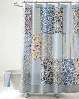 Upcycled Patchwork Shower Curtain Hill
