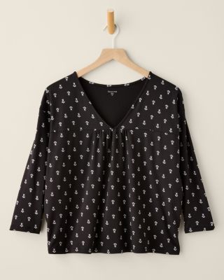 Ruched V-Neck Knit Top | Garnet Hill