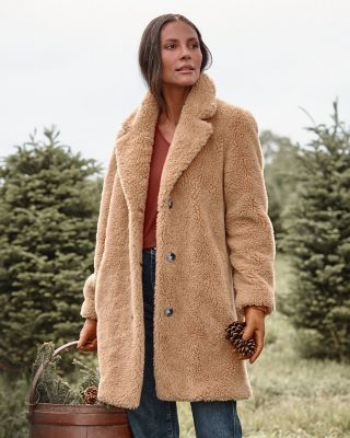 Wool Blend Sherpa Coat Garnet Hill