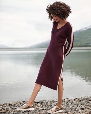 Washable Cashmere V Neck Dress