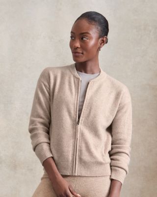 Washable-Cashmere Bomber Cardigan | Garnet Hill