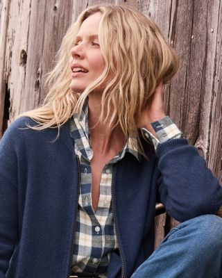 Washable-Cashmere Bomber Cardigan | Garnet Hill