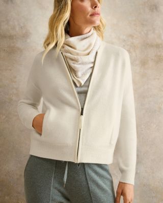 Washable-Cashmere Bomber Cardigan | Garnet Hill