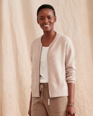 Washable Cashmere Bomber Cardigan Garnet Hill