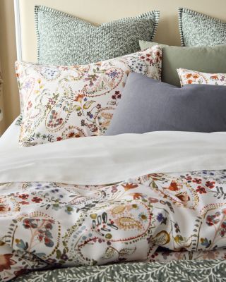 Flora Paisley Relaxed Organic-Cotton Sateen Duvet Cover | Garnet Hill