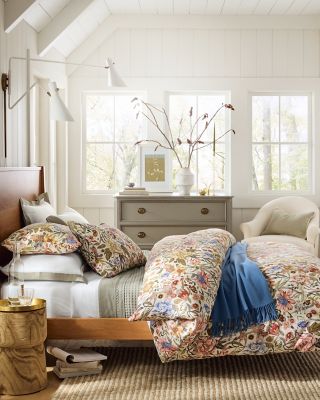Thalia Floral Relaxed-Linen Duvet Cover | Garnet Hill