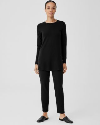 NWT $208 Eileen Fisher [ XS ] System Stretch Ponte Slim Ankle Pant in Black  U350