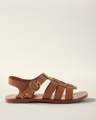 Summer Beek Green Leather Sandals with Cage Design main image 1