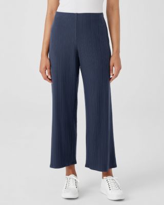 EILEEN FISHER Rib-Knit Wide-Leg Ankle Pants